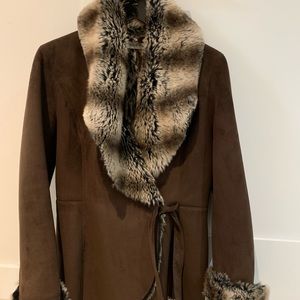 Faux suede and faux fire winter coat